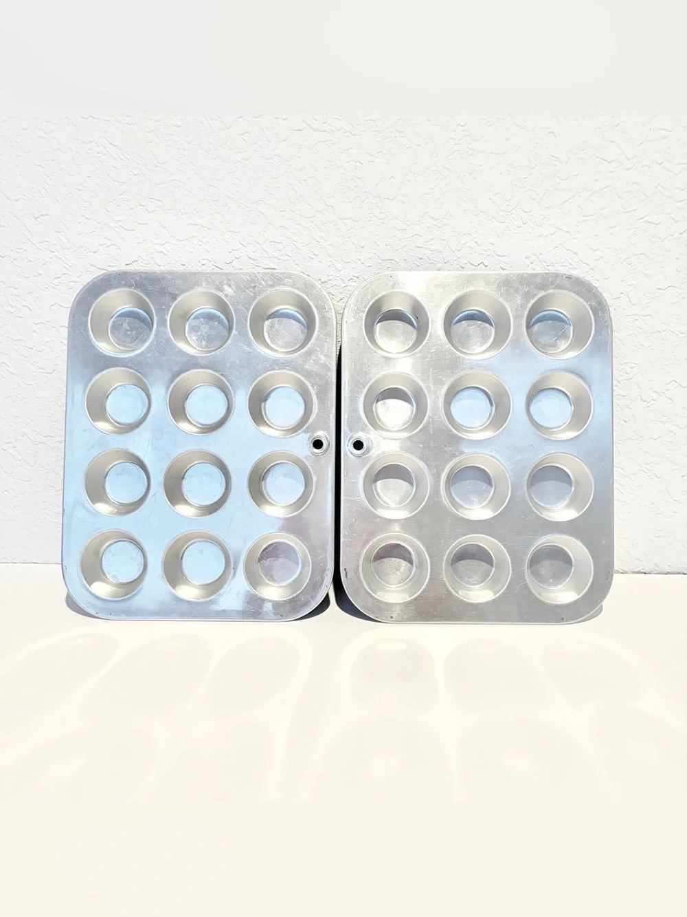 Lot of 2 Vintage Aluminum Mini Muffin Tins - Baking, Cottage, Shabby Chic